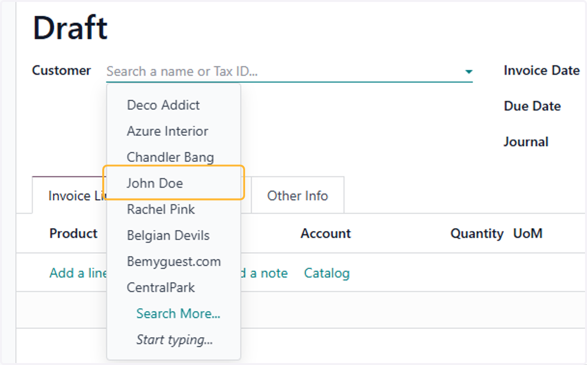Click on John Doe