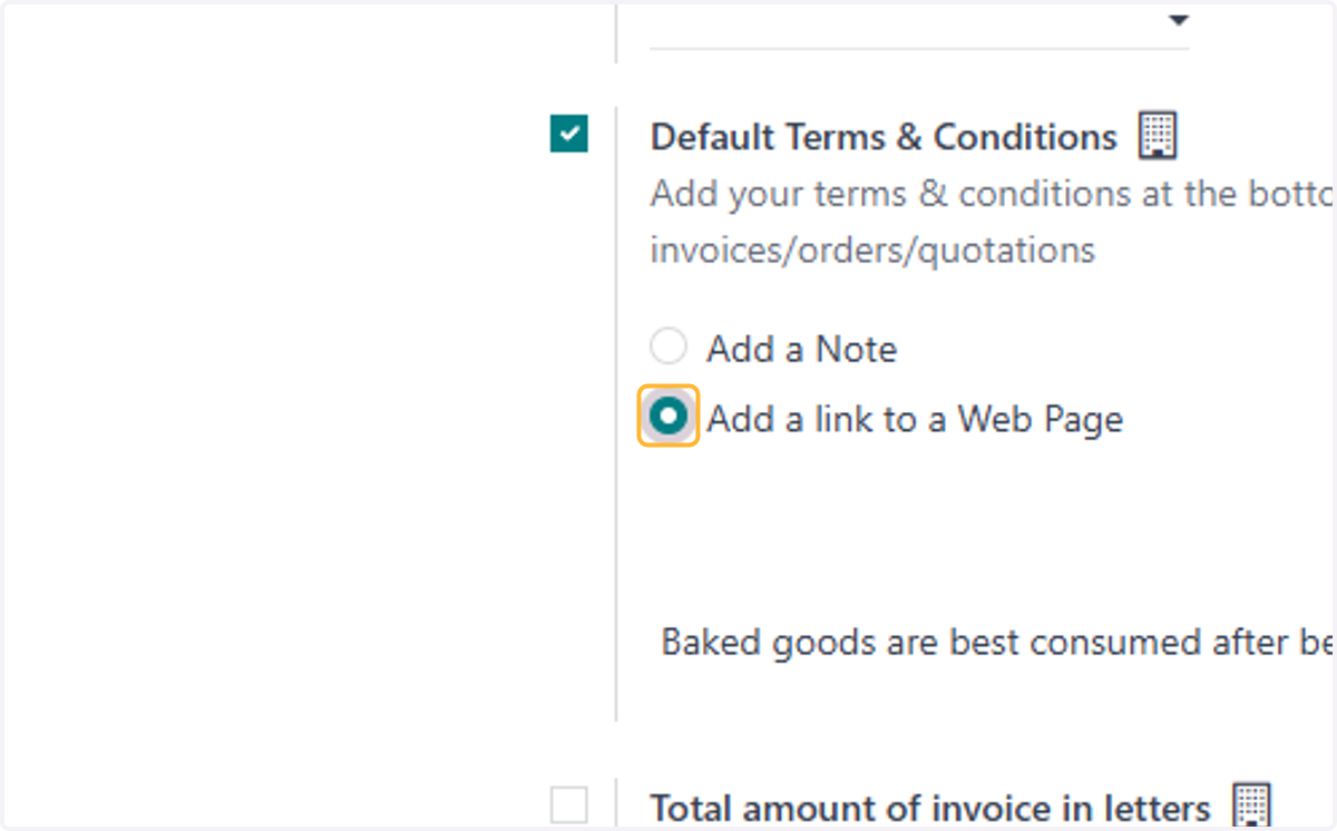 If T&C is lengthy, you may select Add a link to a Web Page