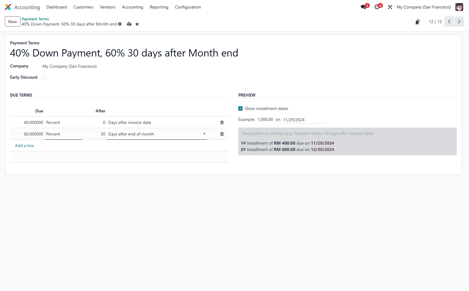 Select Days after end of month