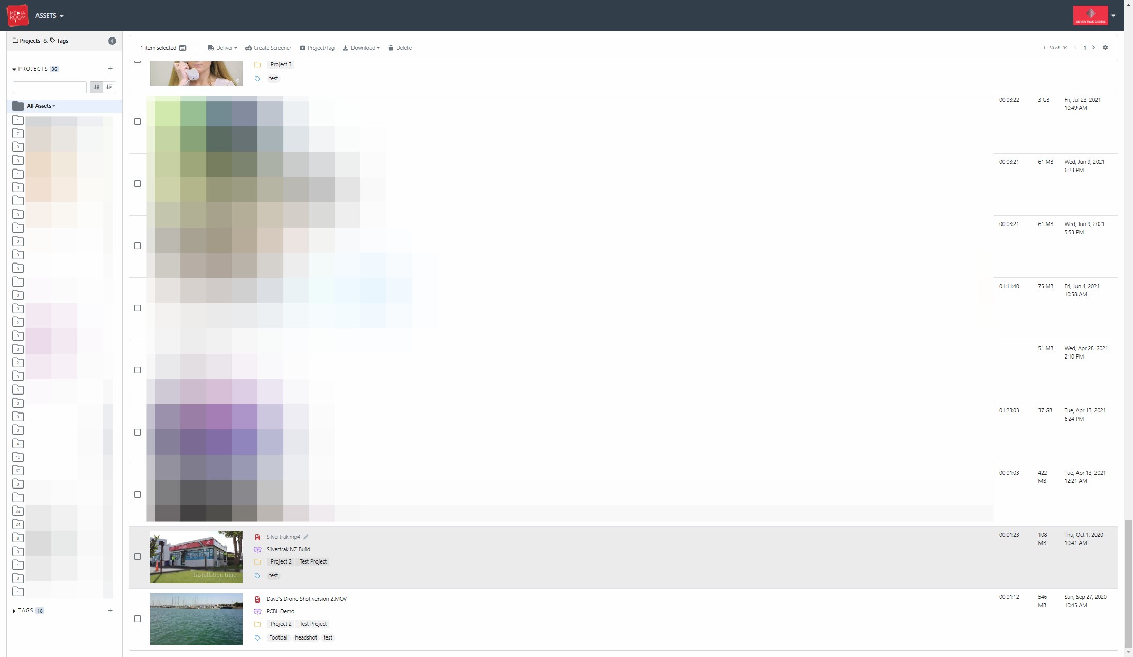 Click on the asset that you wish to delete