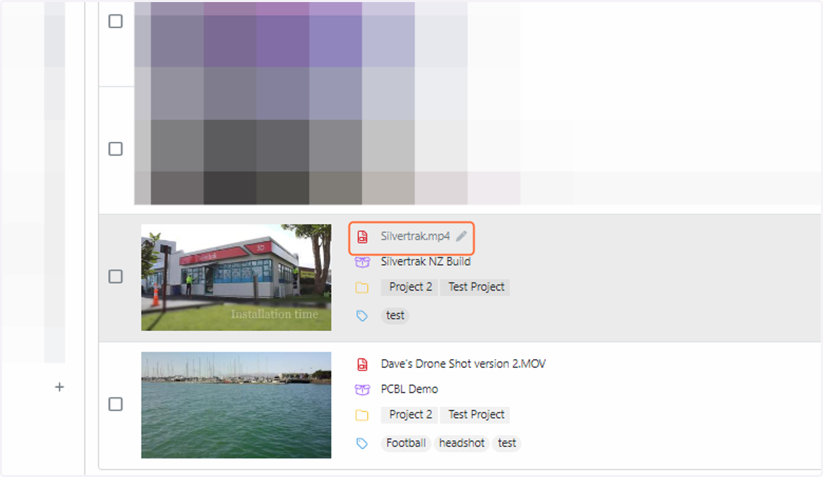 Click on the asset that you wish to delete