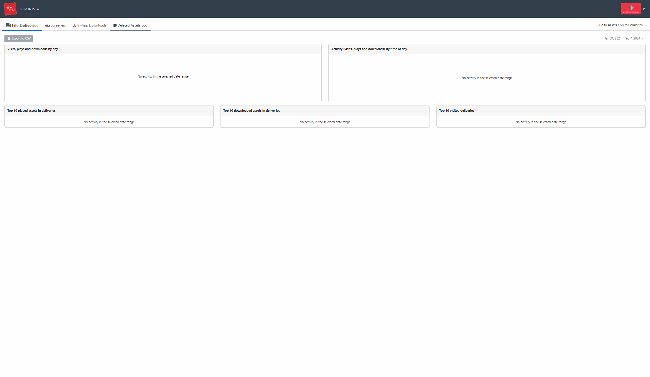 Here you can track information such as filename, project, upload date, deletion date and have a record of the user who deleted the asset. A CSV file is also available for you to export, simply click the “Export to CSV” button on the same log page