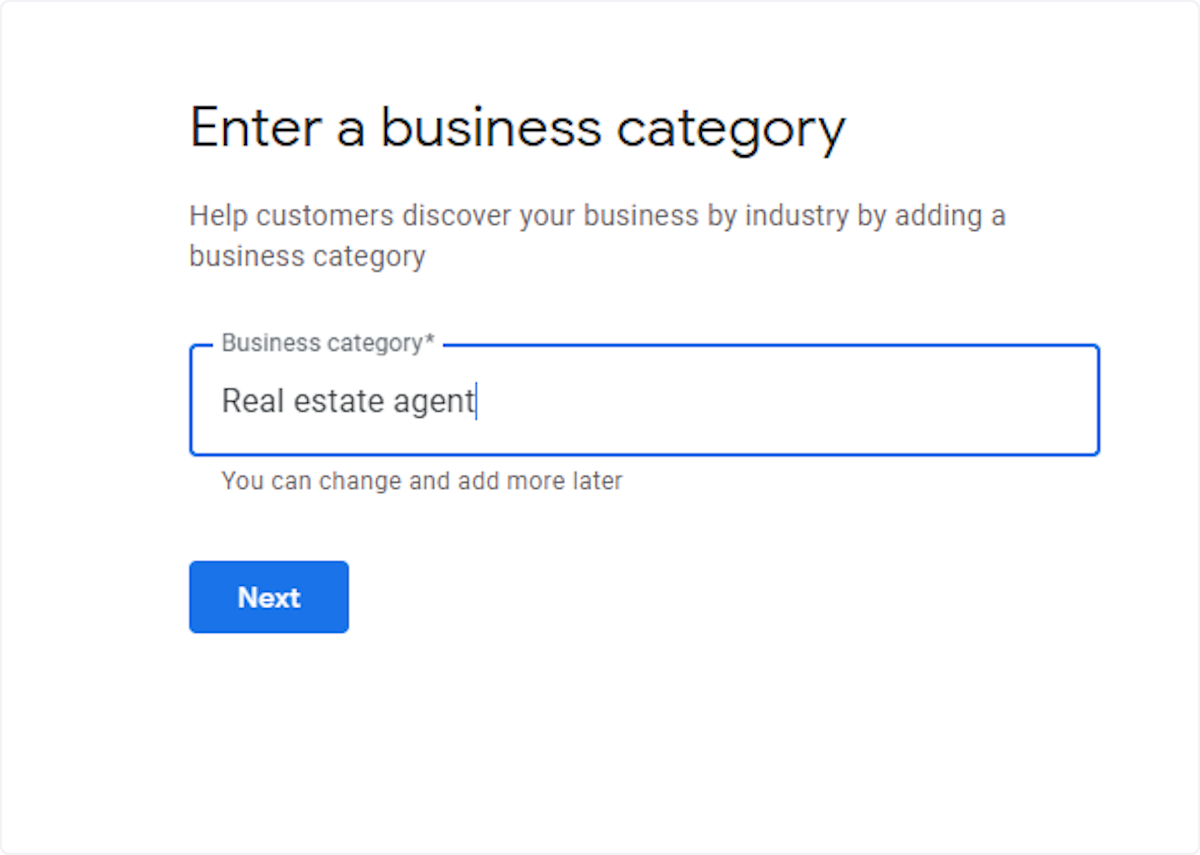 Enter your business category