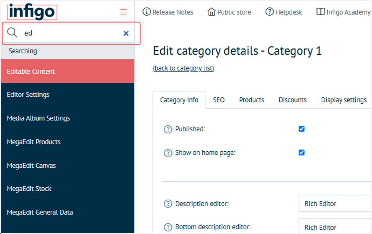 Type "ed" in the search menu