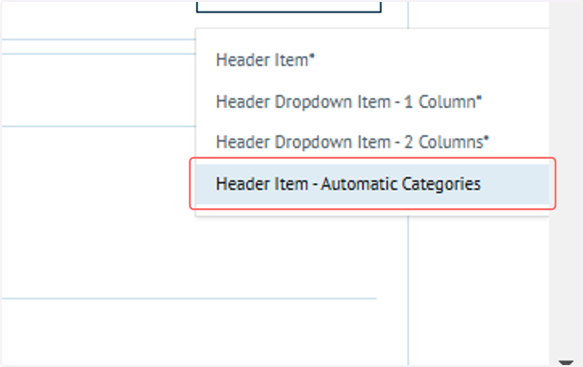Click on Header Item - Automatic Categories