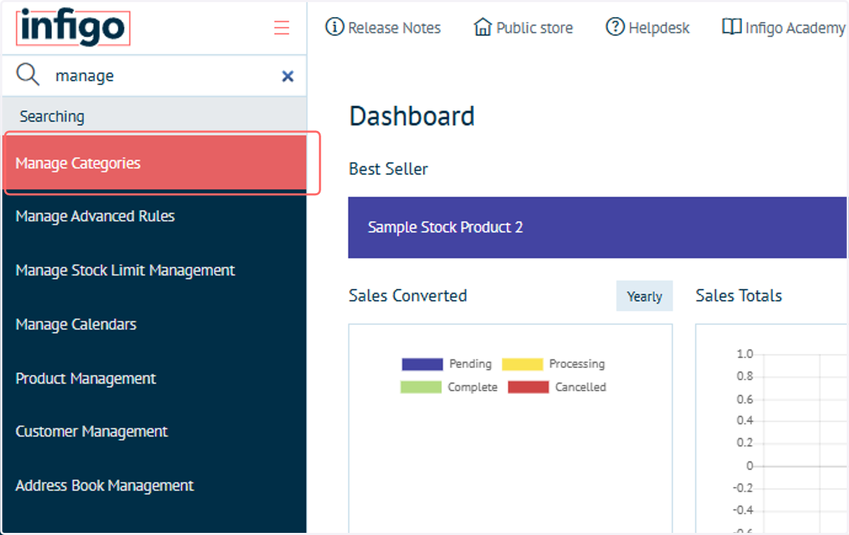 Click on Manage Categories