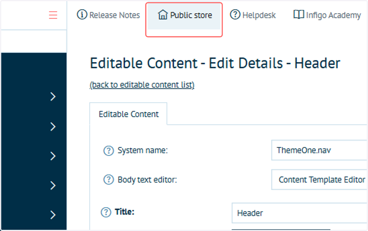 Click on Public store