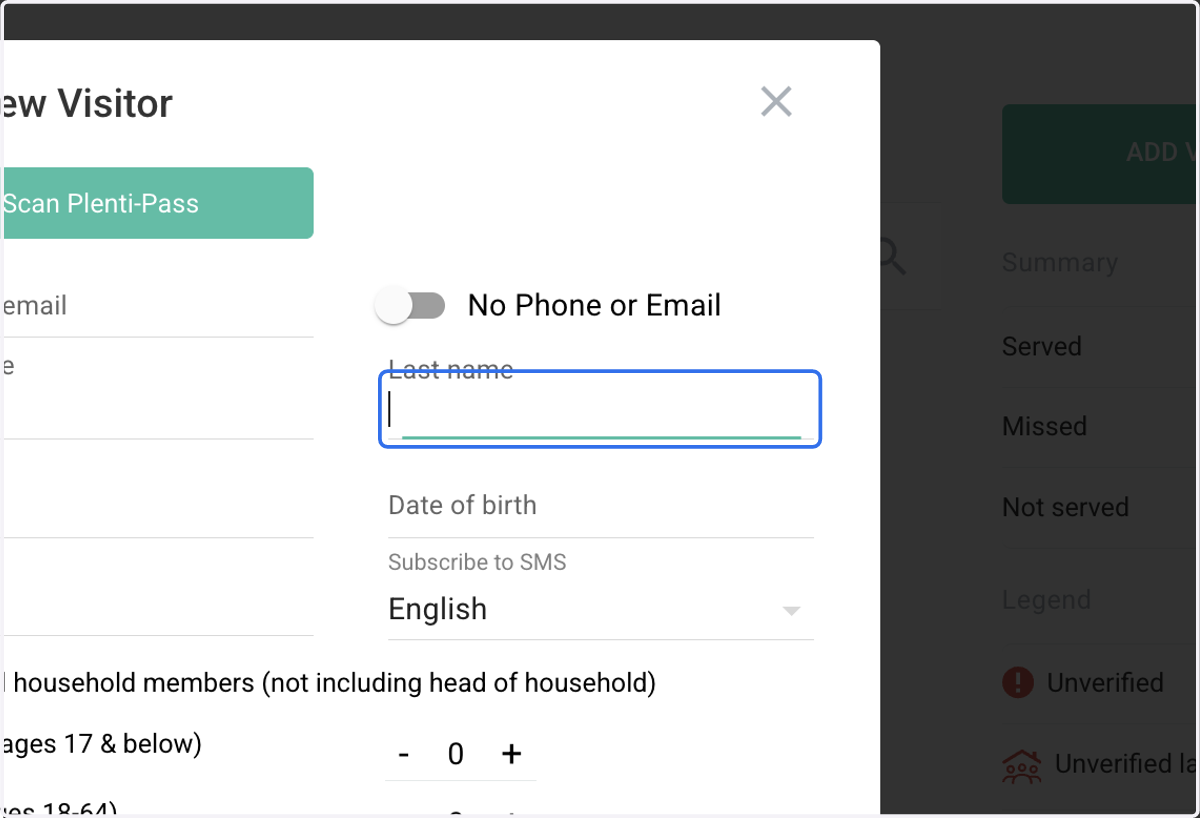 Type in their last name. Click above to continue.