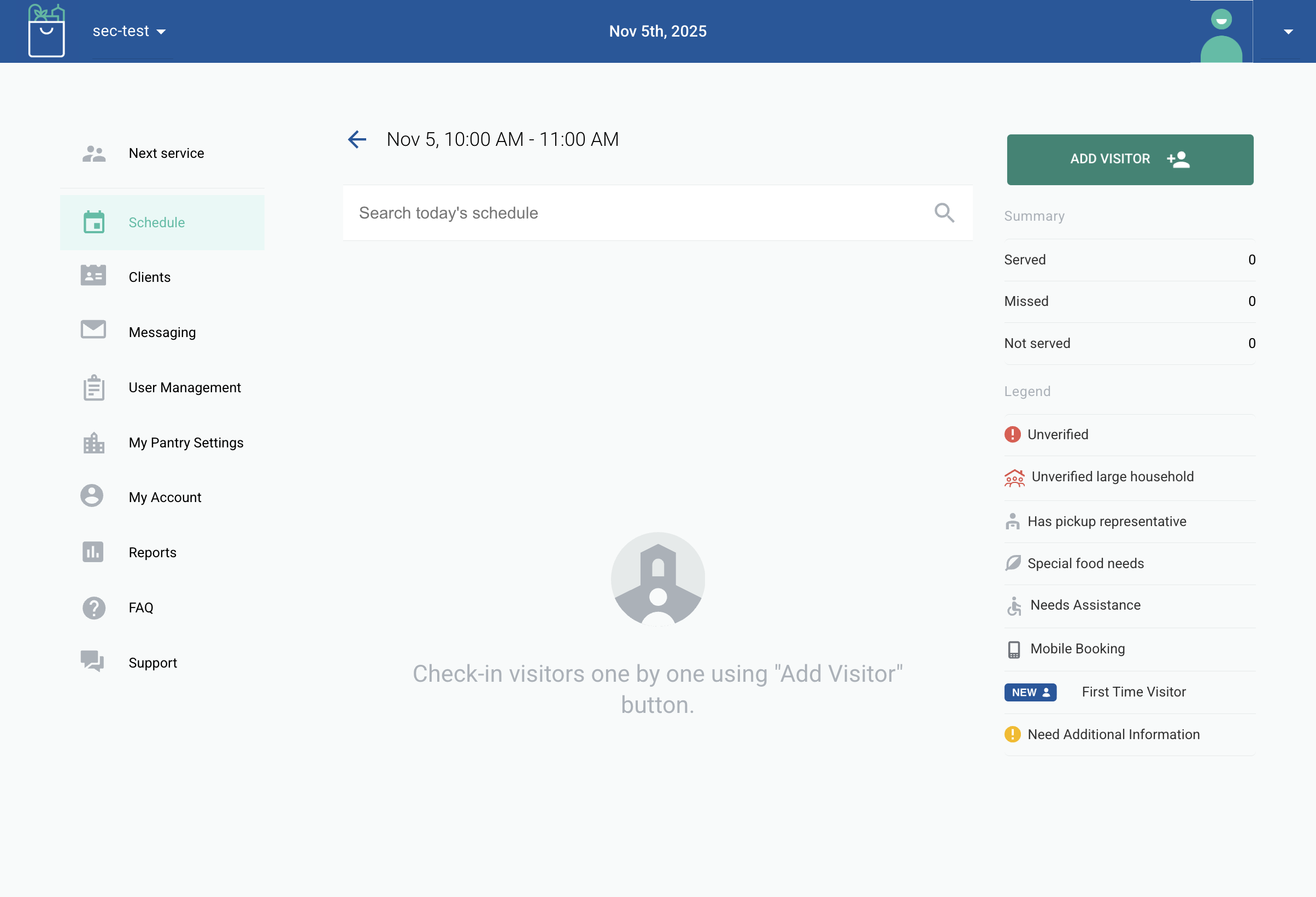 Click on ADD VISITOR