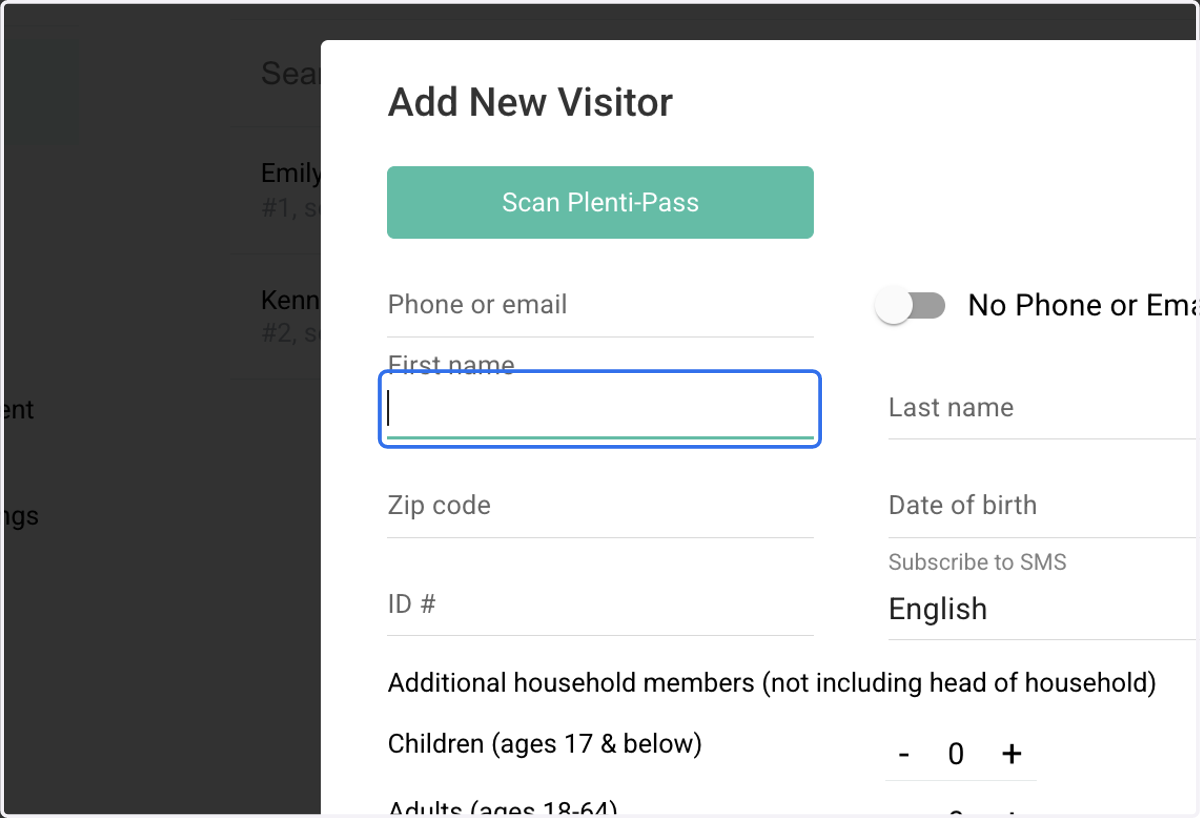 Type in their name. Click above to continue.