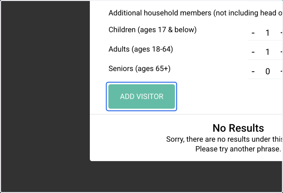 Click on ADD VISITOR