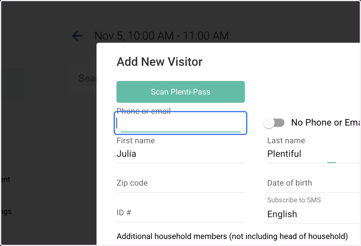Enter their phone or email address. This will allow you to send them messages. Click above to continue.