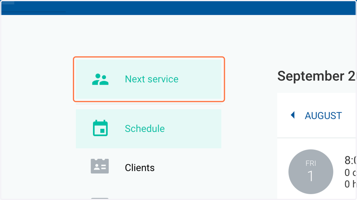 Click on NEXT SERVICE.