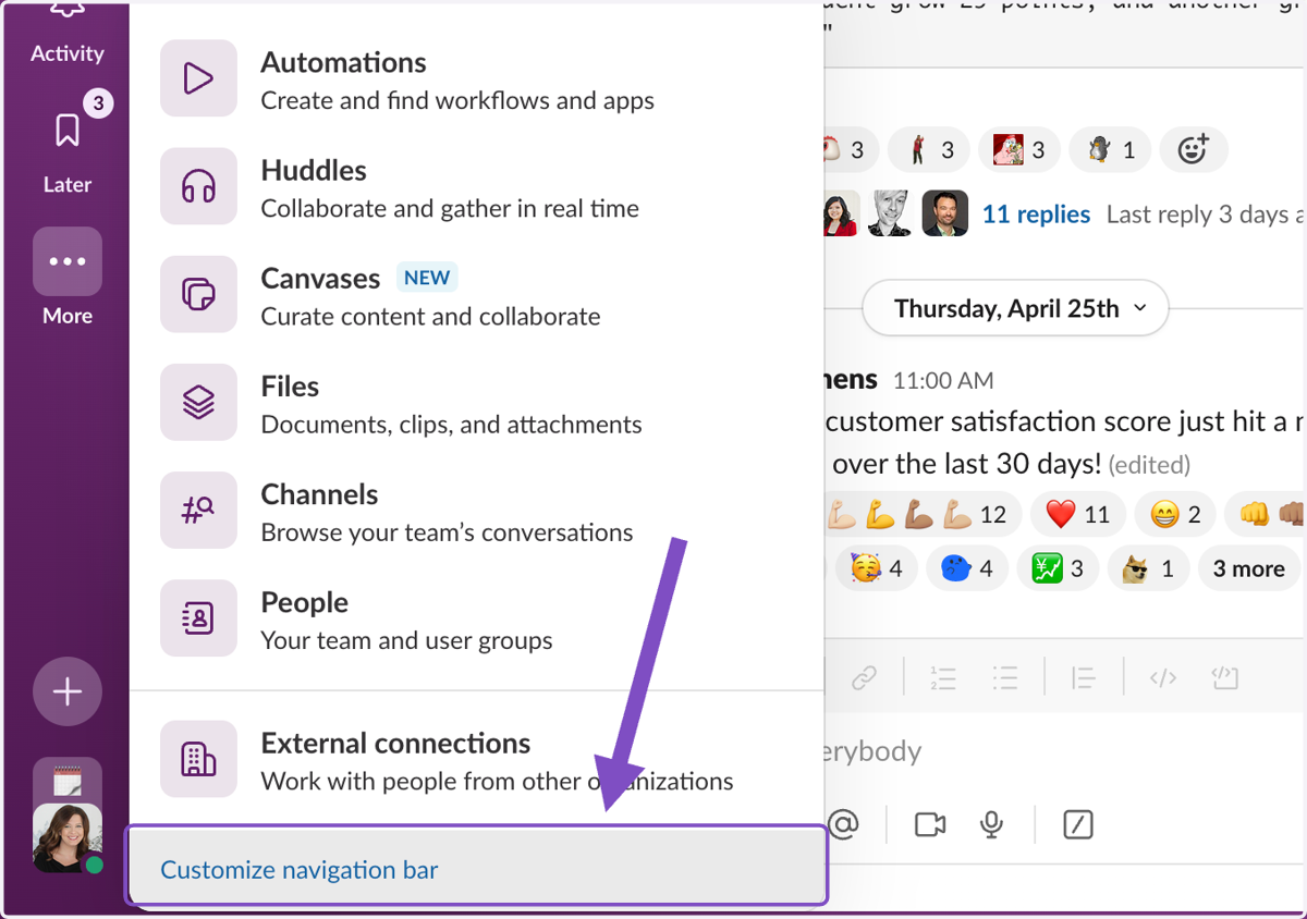 Click on Customize navigation bar
