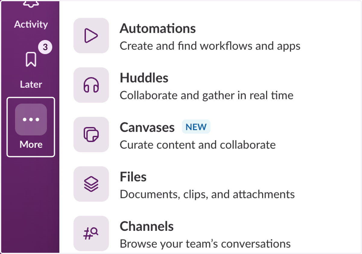 To Customize your Preferences, Settings, etc... Click on the "More" icon (3 dots) on the left-side navigation panel