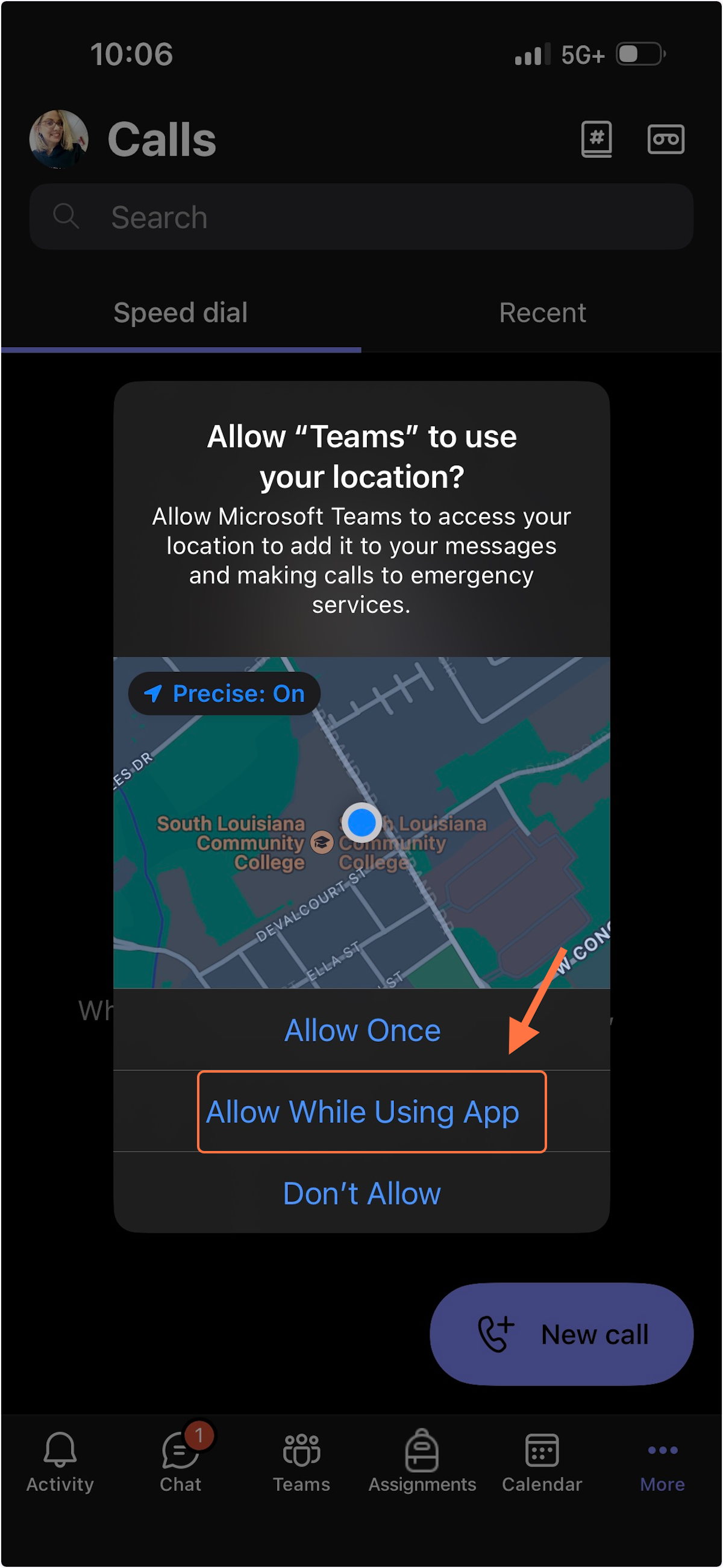 You will get a pop-up asking if Teams can use your location.  Select "Allow While Using App" or "Always" (depends on phone type).