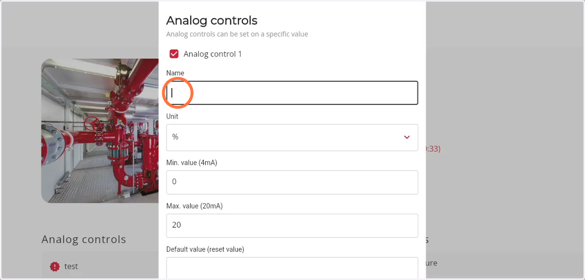 Enter the name of the Analog control