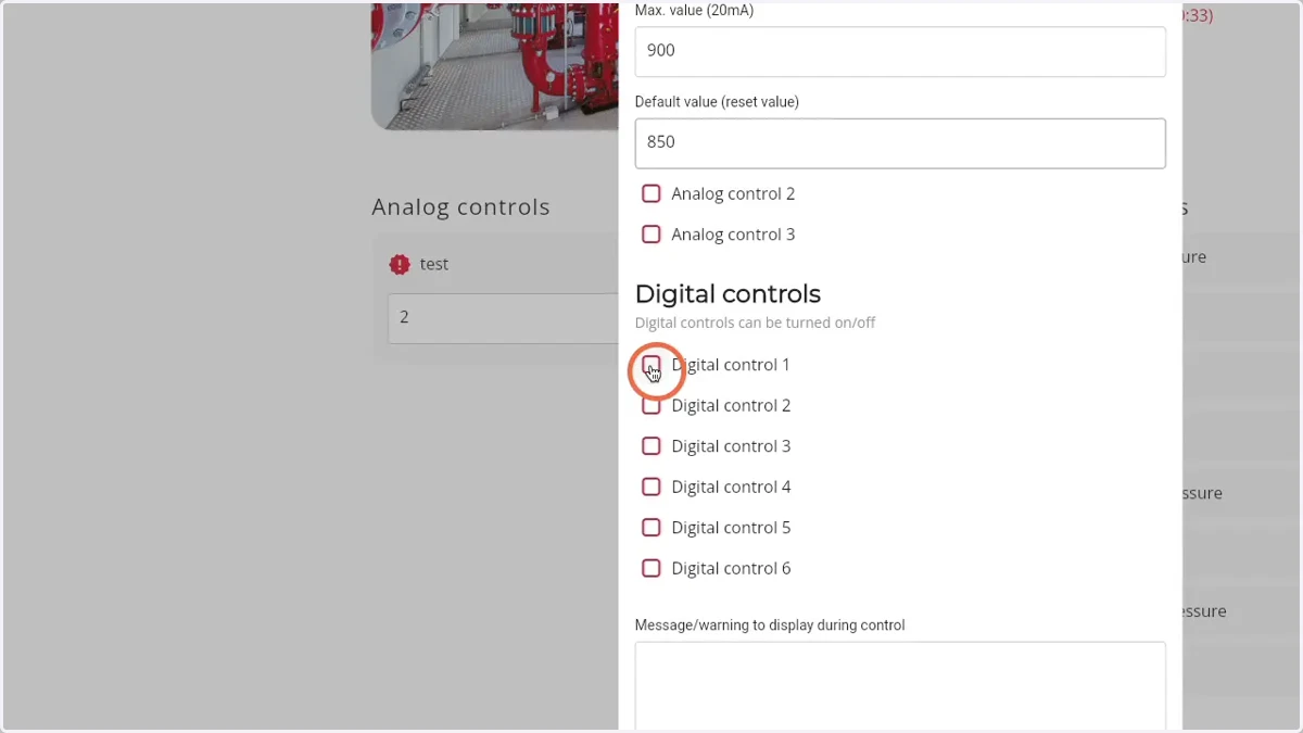 Add a new Digital control by selecting the checkbox
