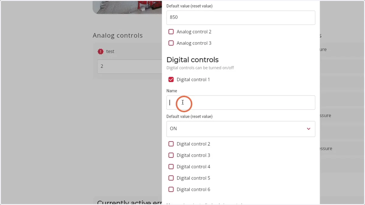 Enter the name for the digital control