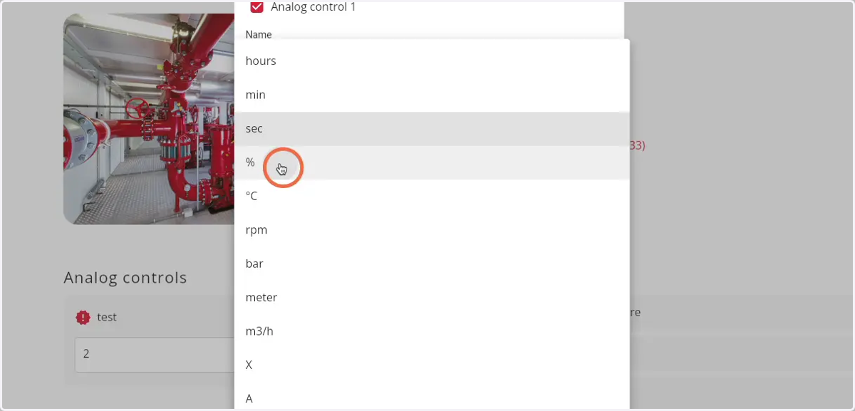 Select the preferred unit from the dropdown