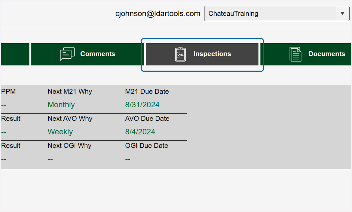 Click on Inspections