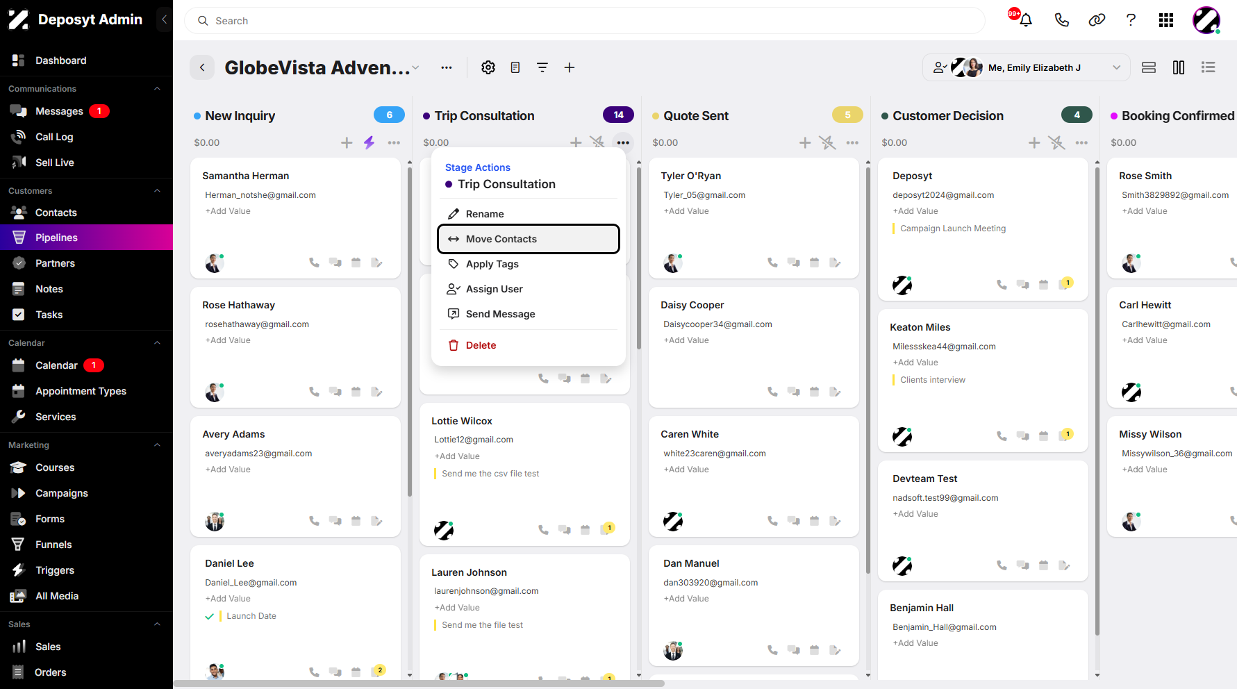 Step 6: A pop-up window will appear, allowing you to click Move Contacts.