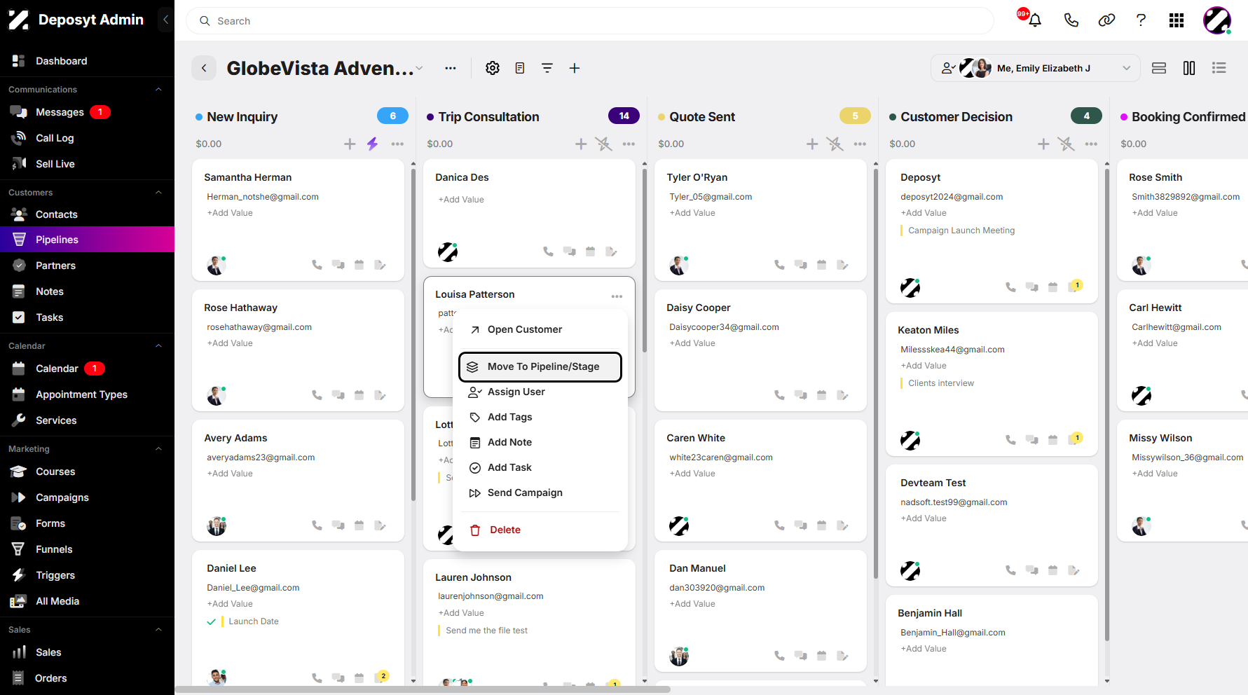 Step 3: A pop-up window will appear, click on Move To Pipeline/Stage to proceed.