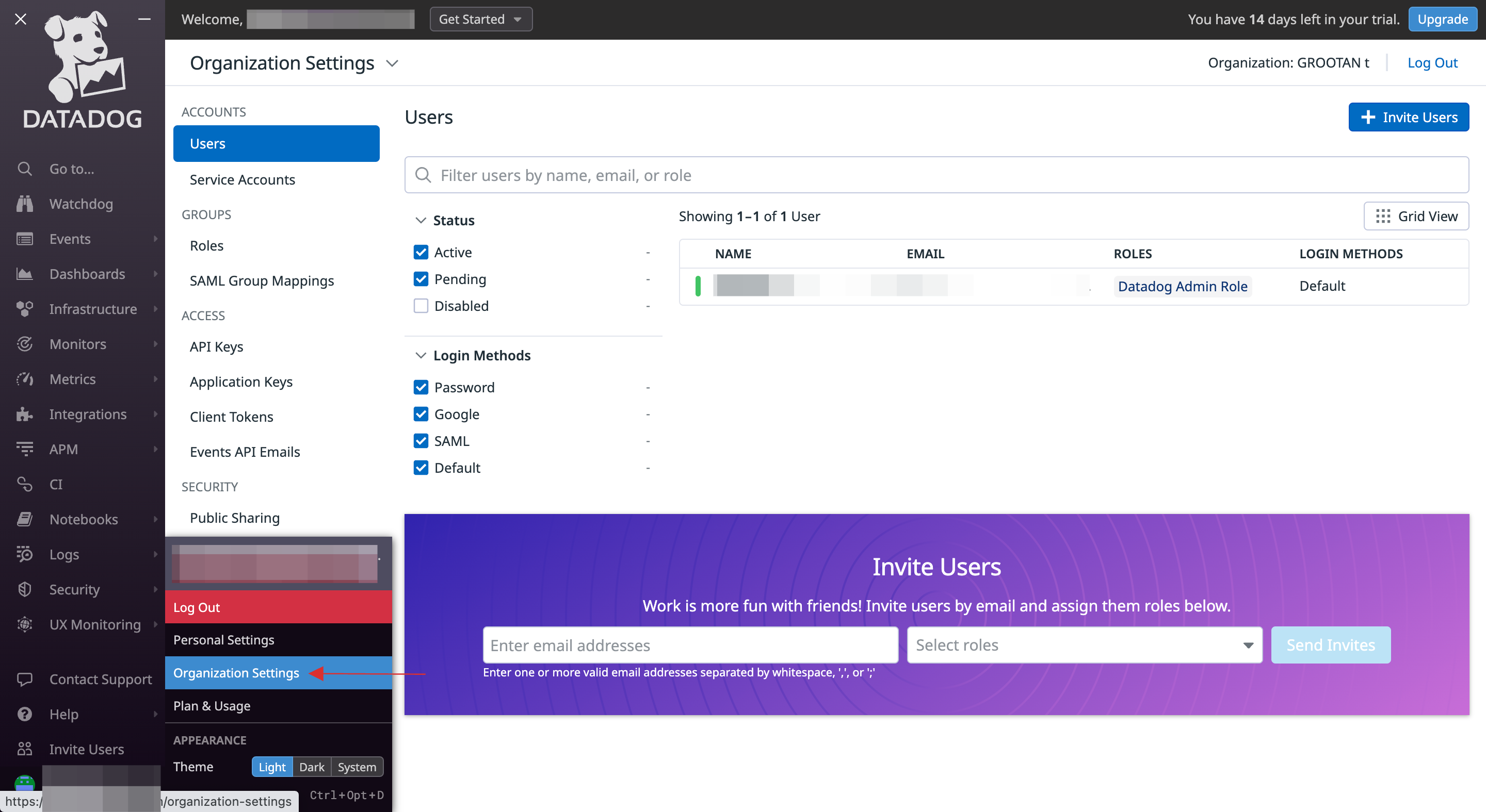 Organization Settings