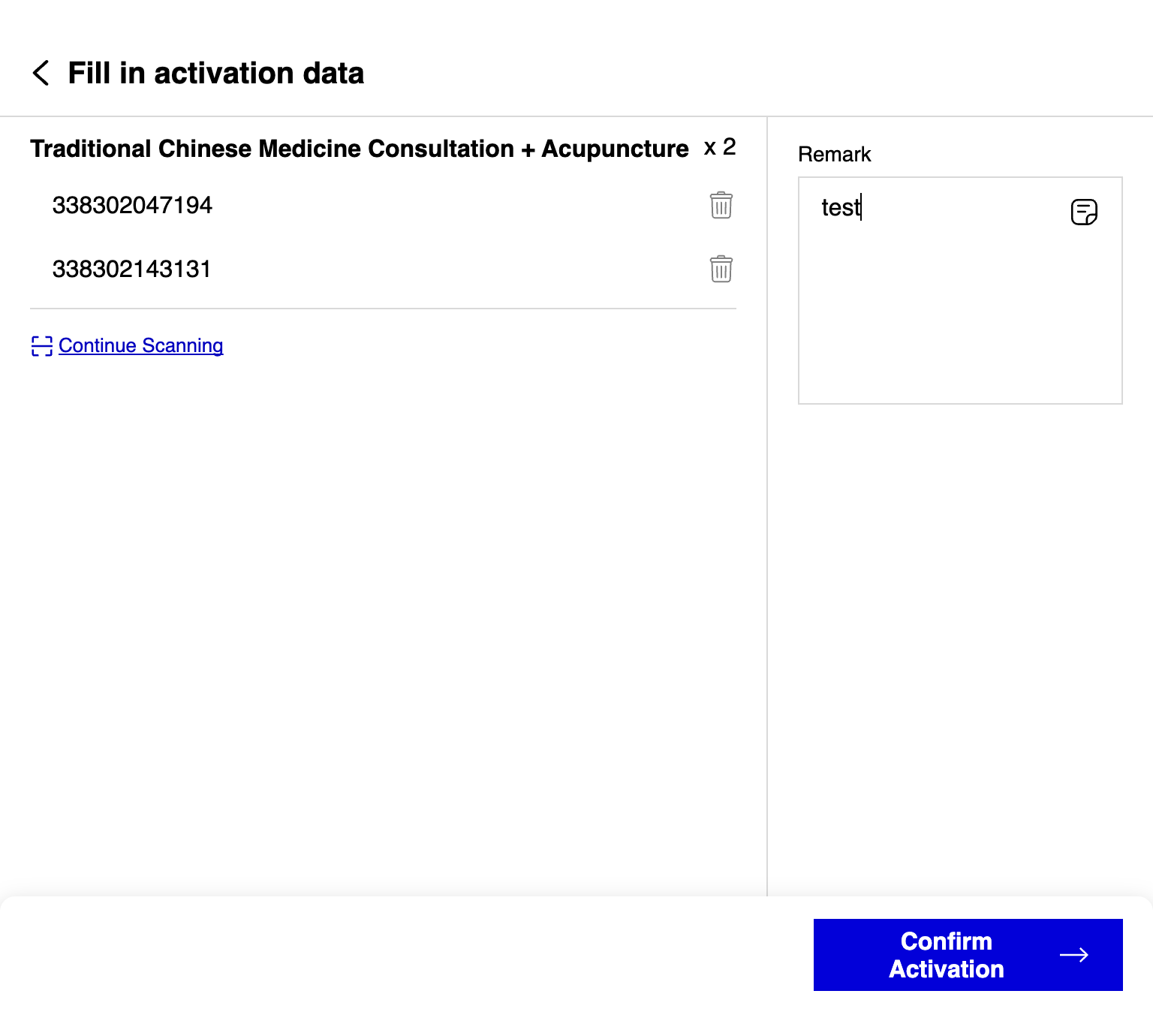 Click on Confirm Activation