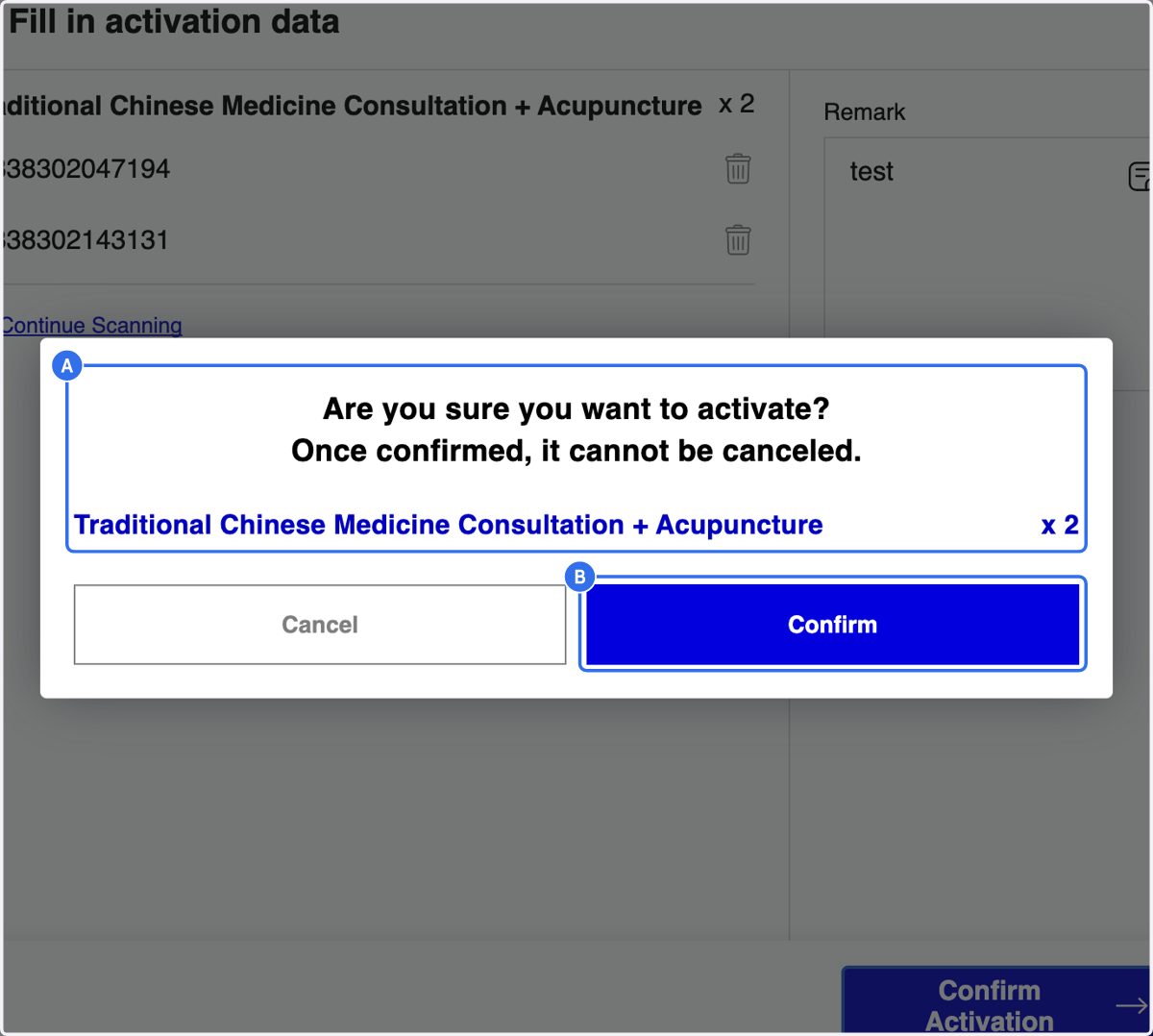 A. Check the Information B. Click on Confirm