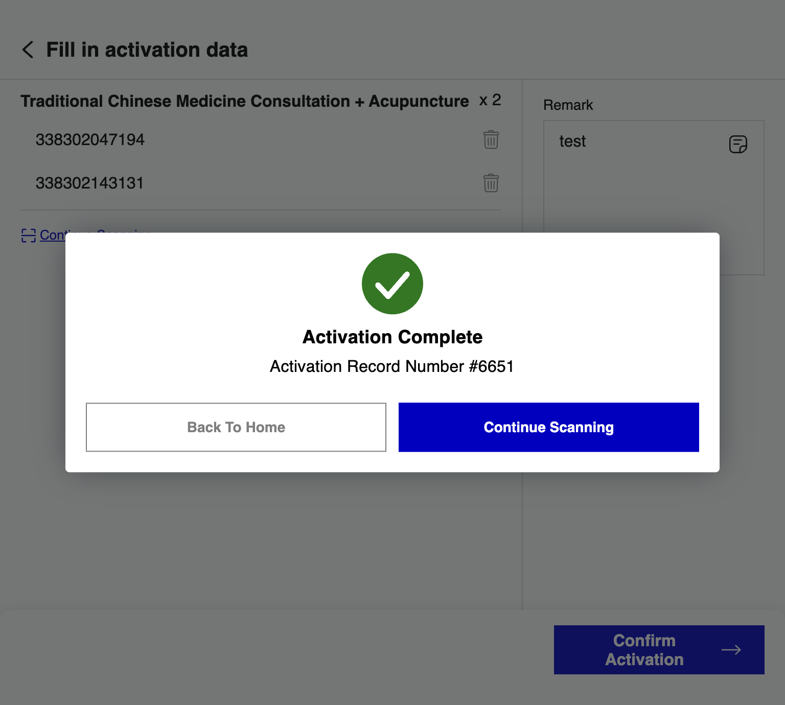 Voucher Activation Completed