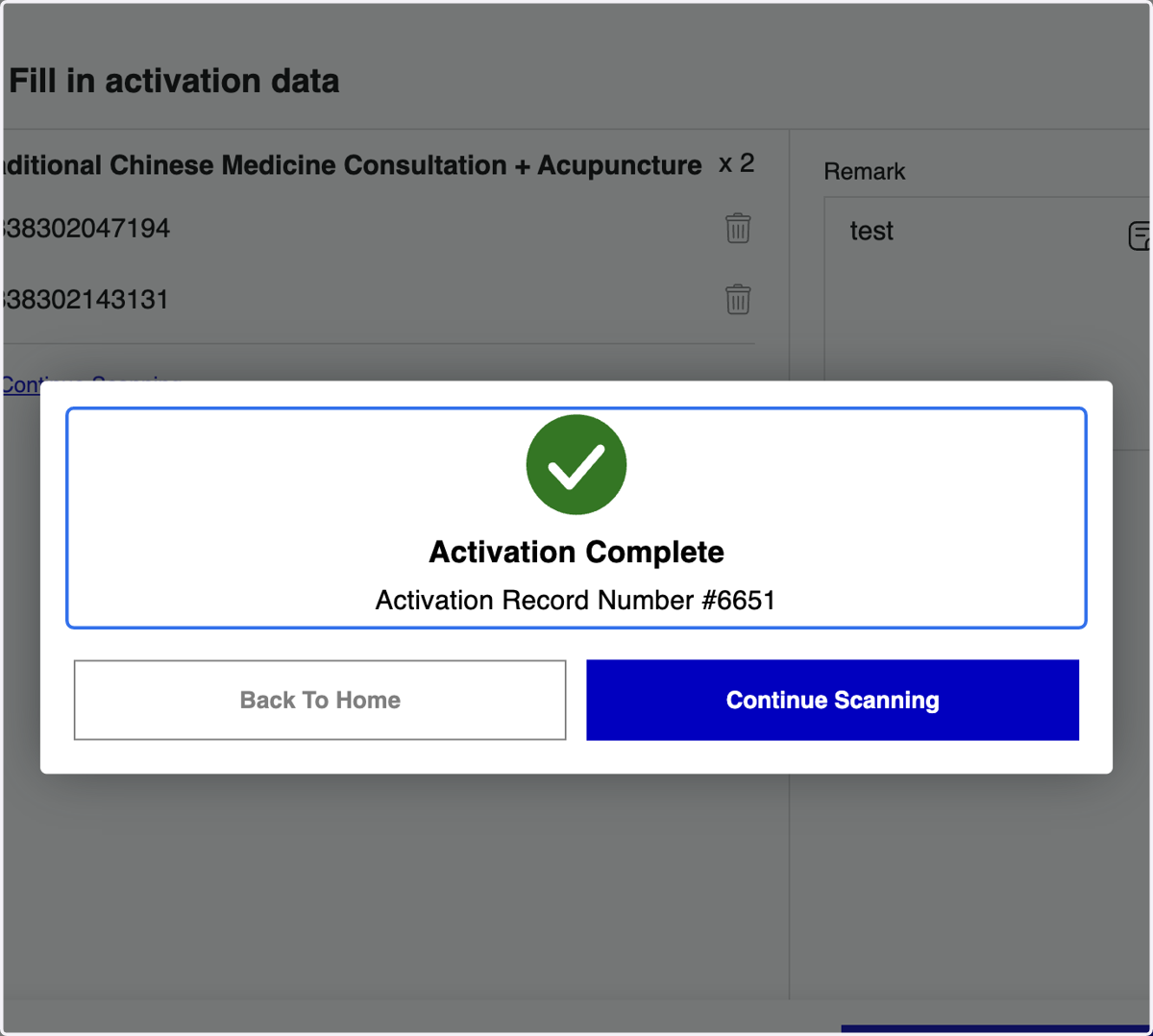 Voucher Activation Completed