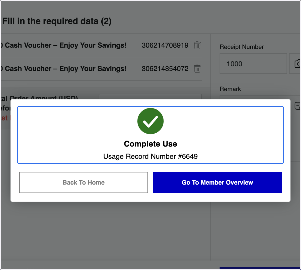 Voucher Usage Completed