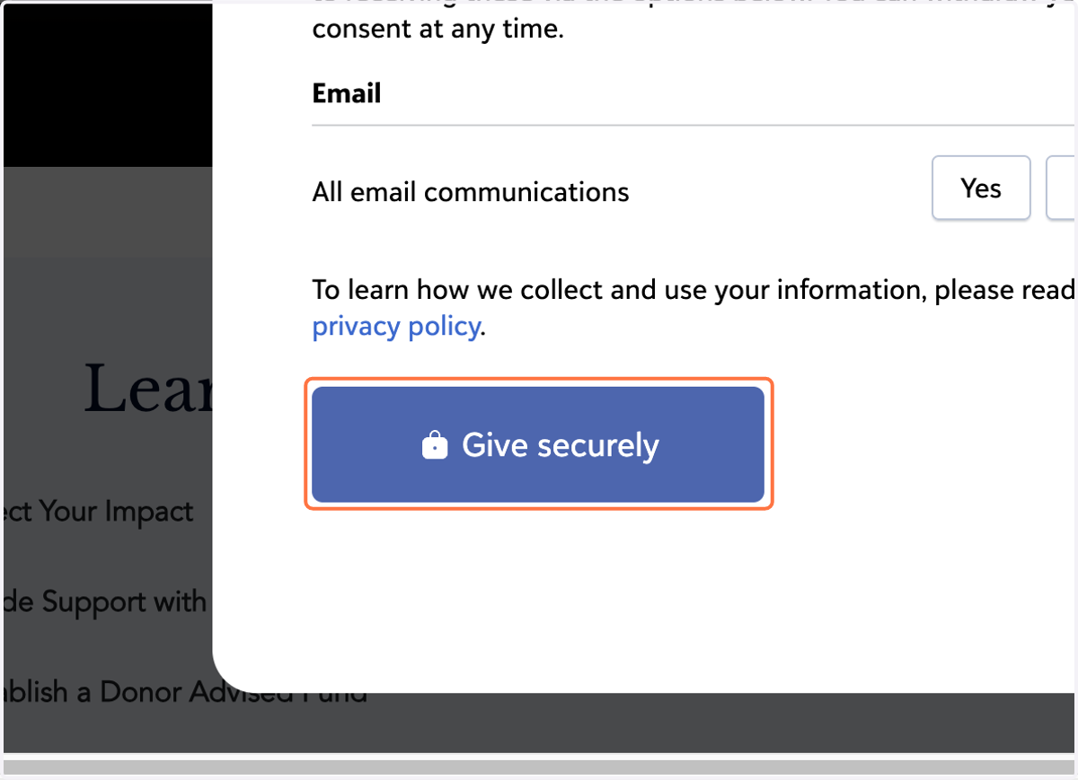 Click on Give securely