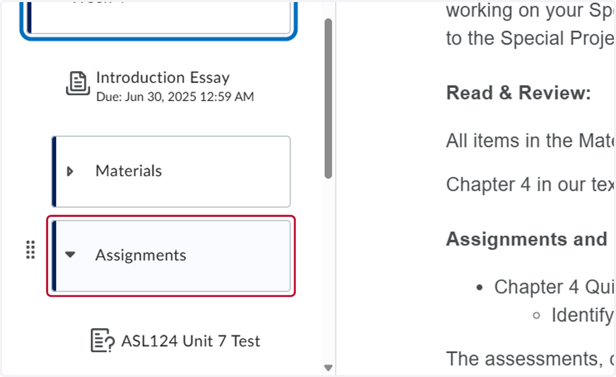 Click on Assignments