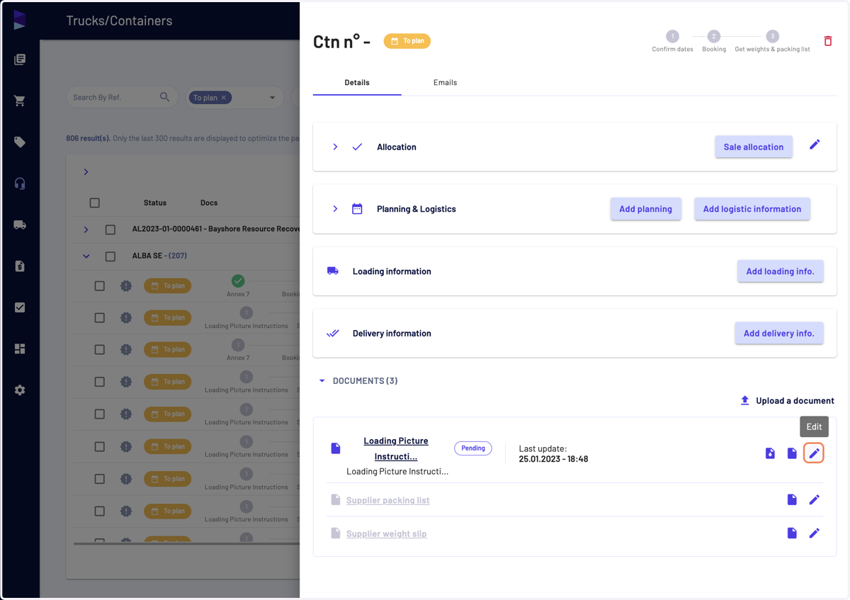 You can also edit some details by clicking on the "Edit" pending button