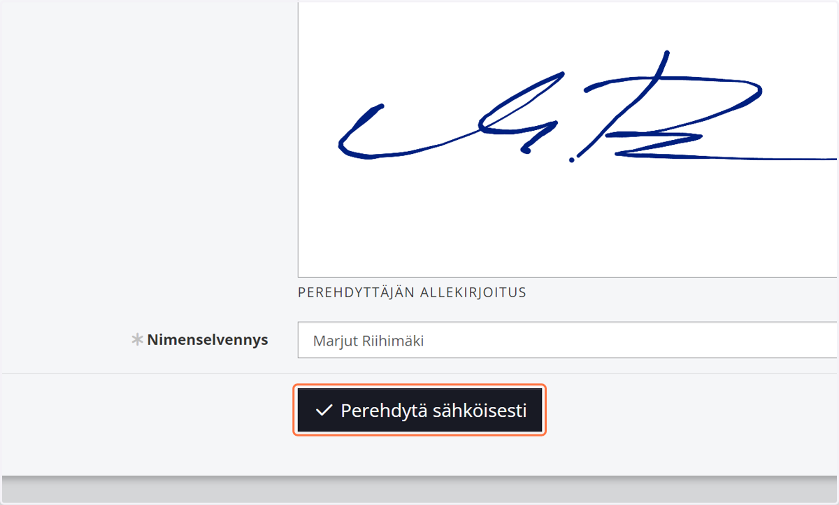 Valitse "Perehdytä sähköisesti"