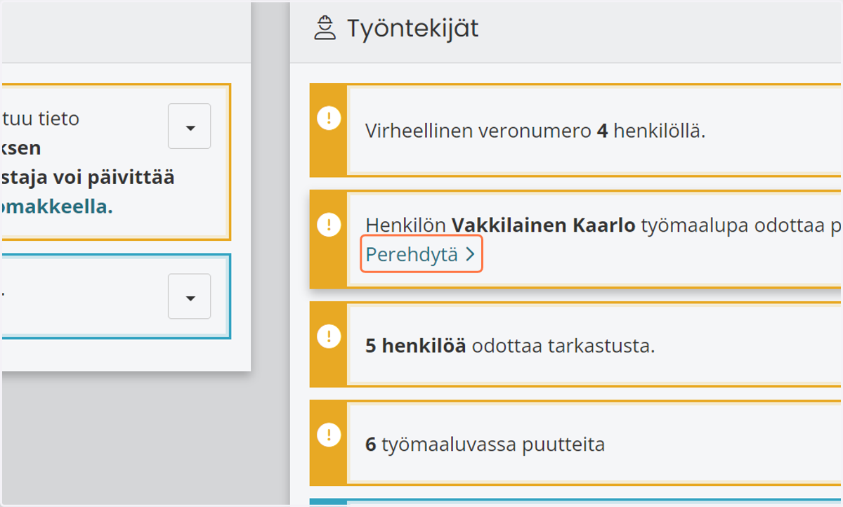 Valitse oikealta valikosta "Perehdytä"