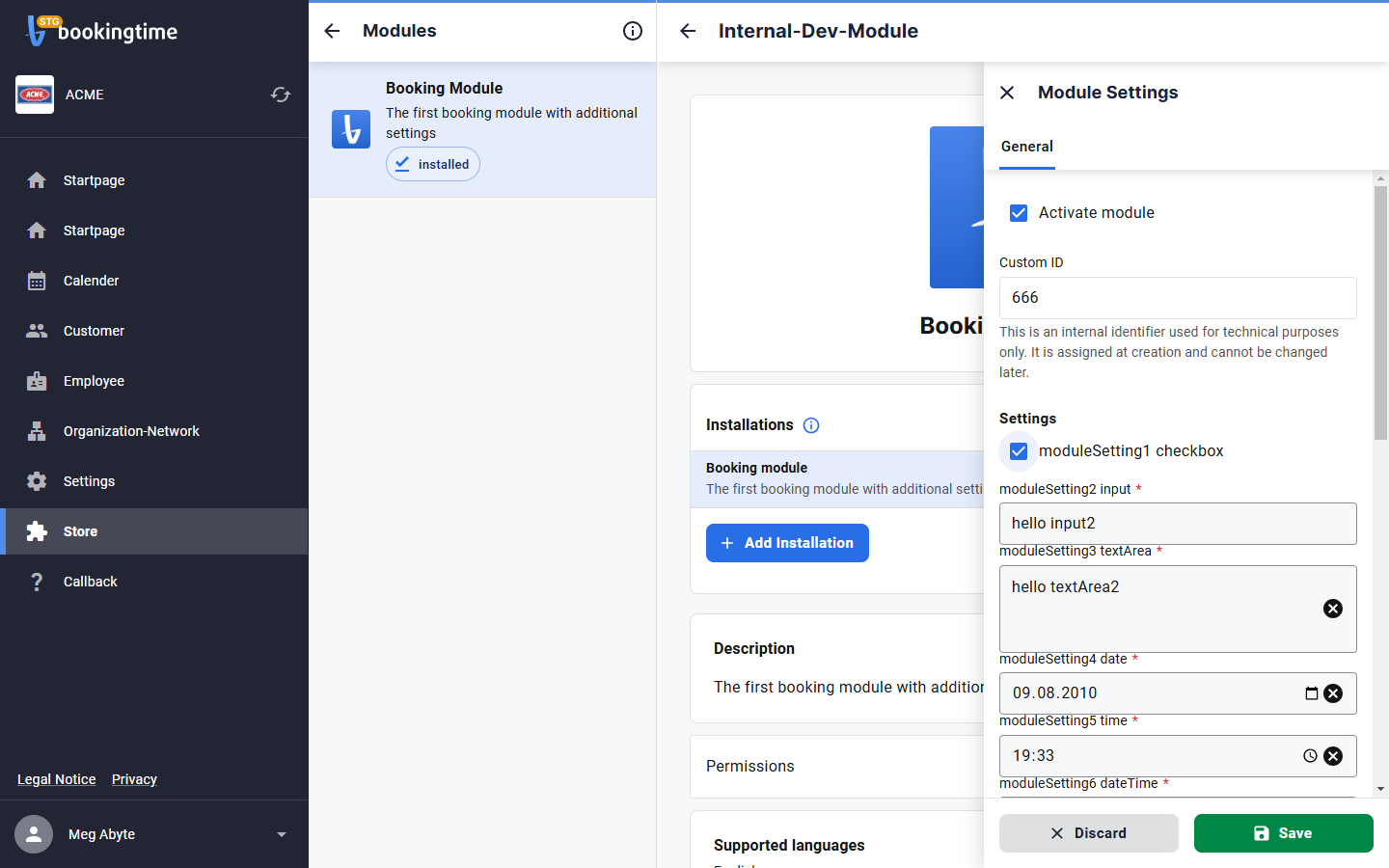 The predefined settings from the developer service can now be adjusted in the organization
