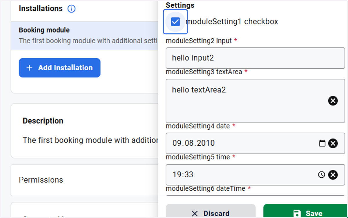 The predefined settings from the developer service can now be adjusted in the organization