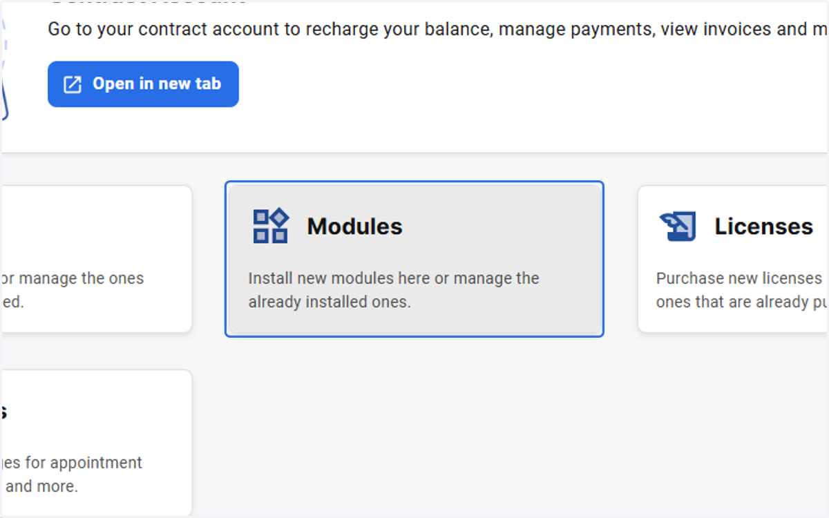 Click on Modules