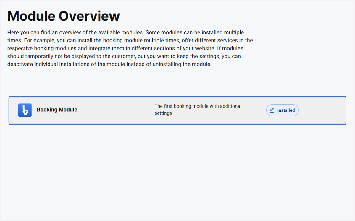 Click on a booking module