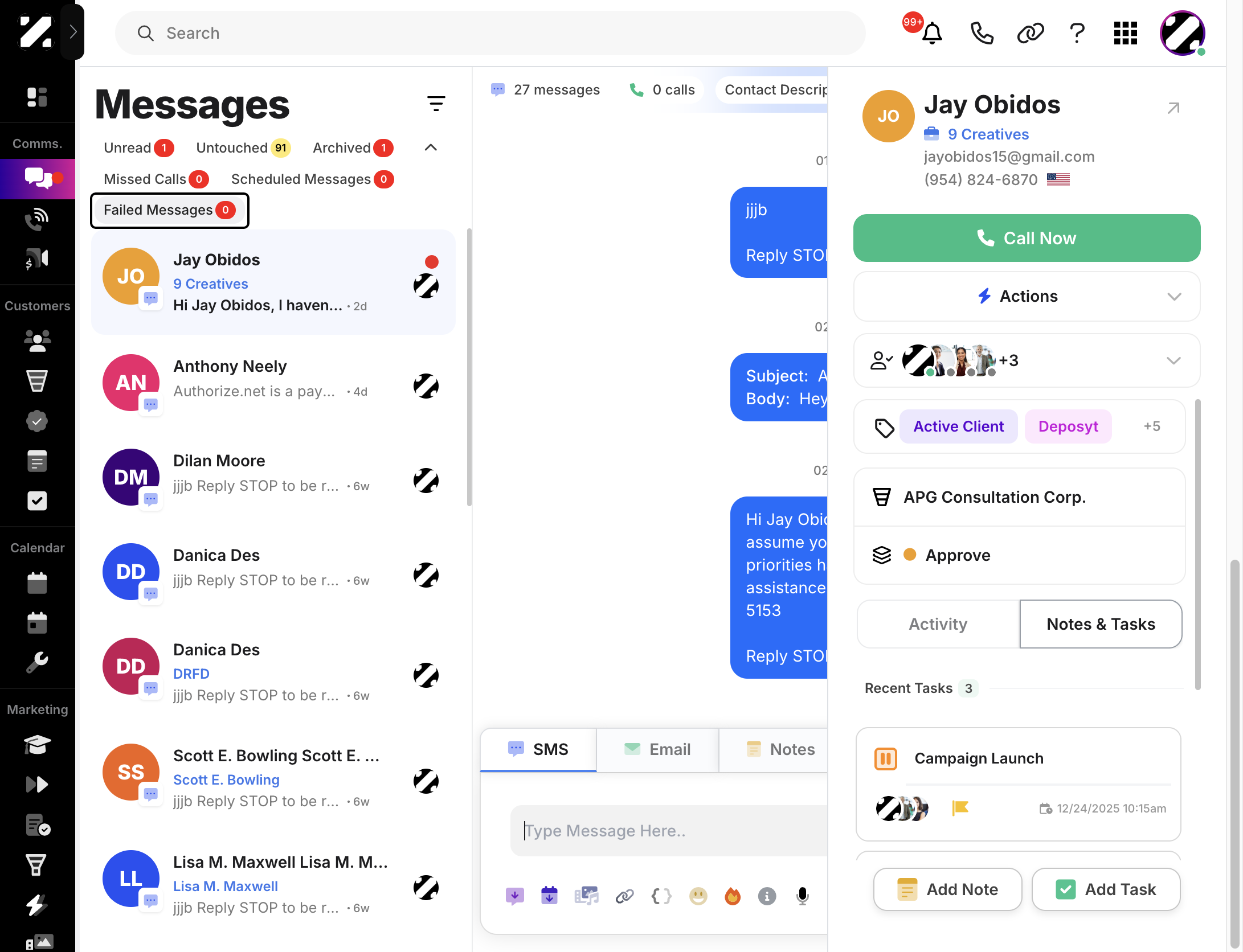 then click on the Failed Messages button to filter all failed messages.