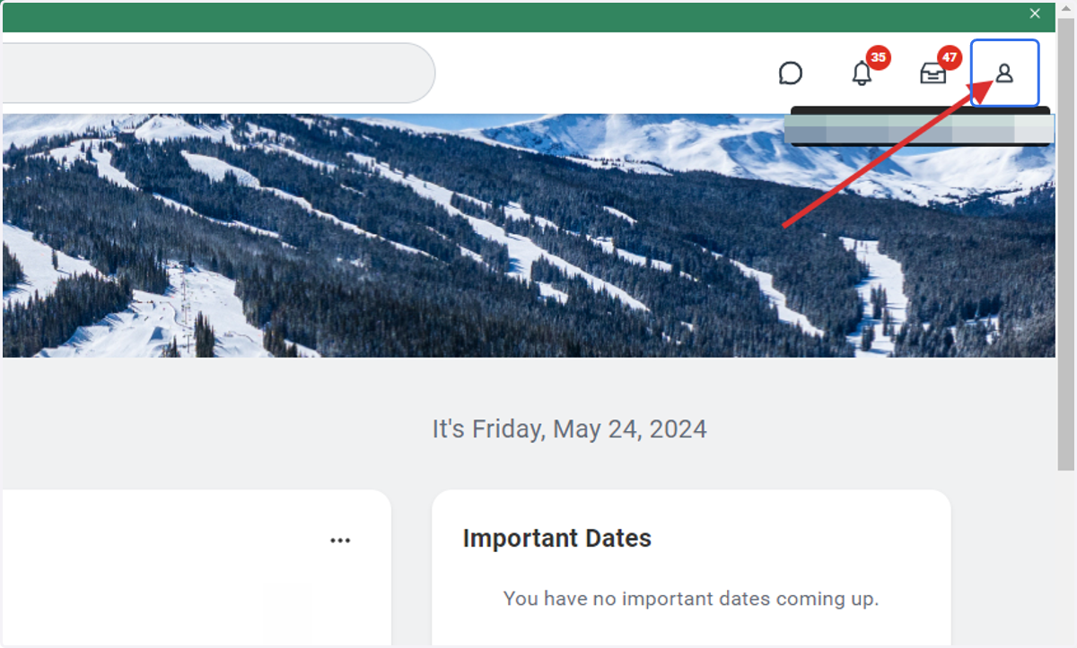 In the upper right corner of the page, click on Profile emoji