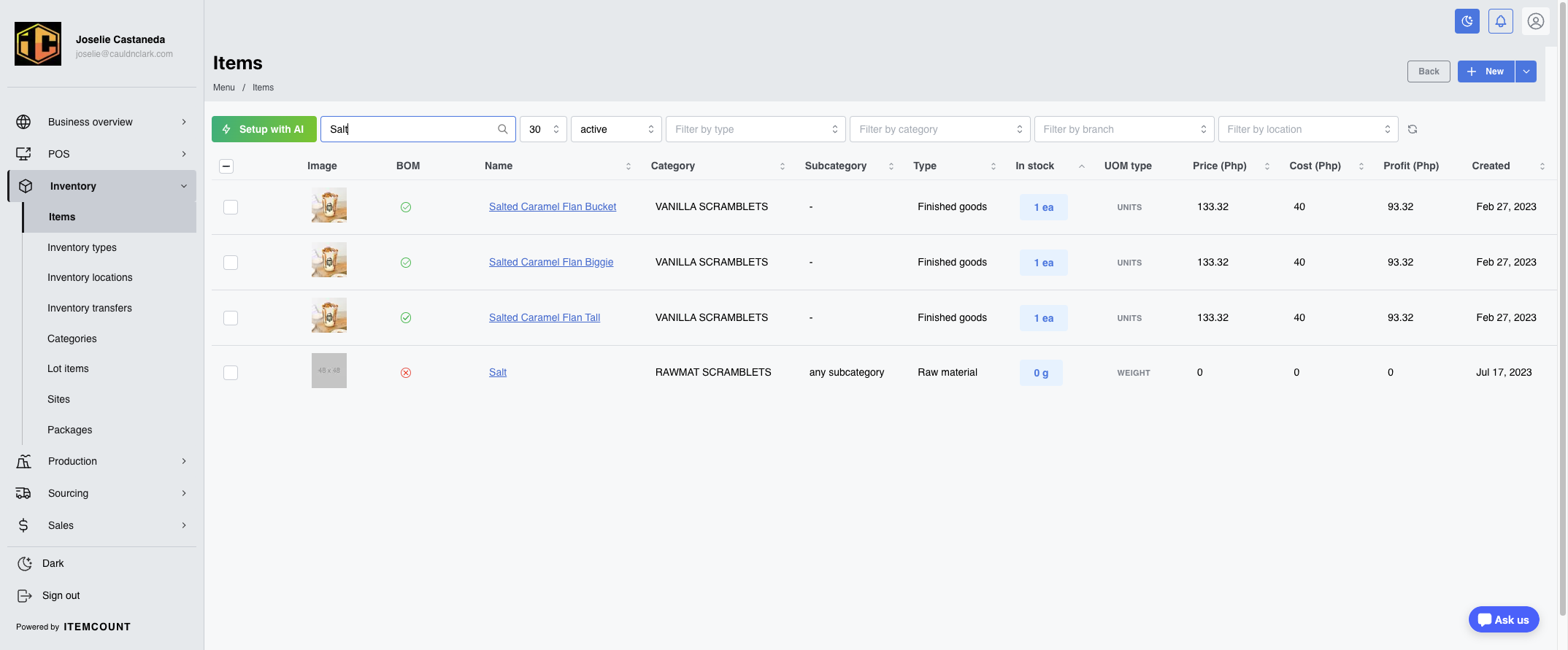 To verify the refresh the page and Search item(s) based on imported item from CSV