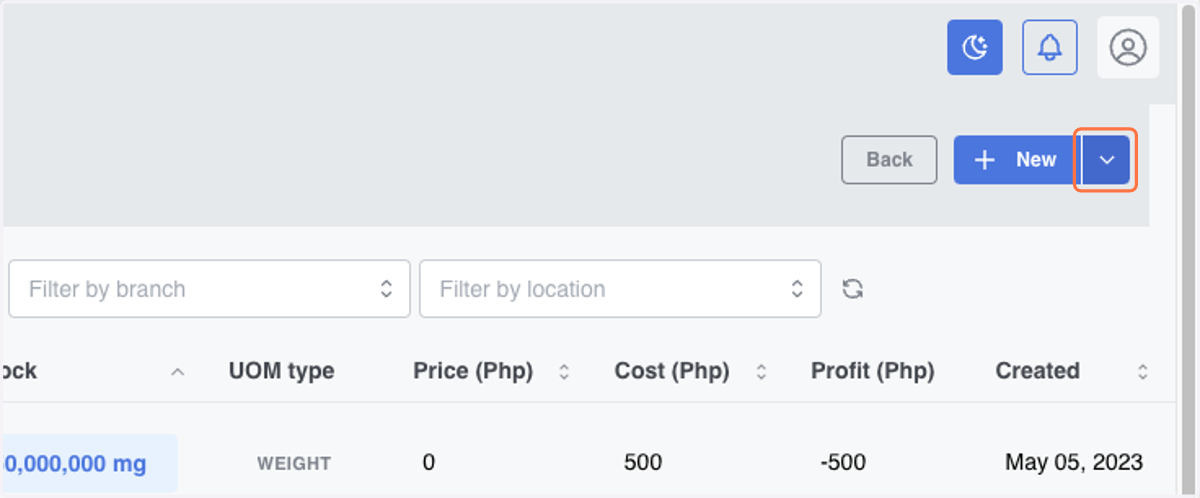 Click on dropdown trigger