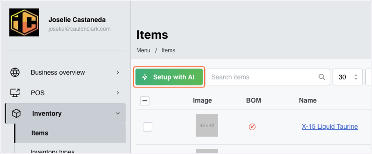 Click on Setup with AI