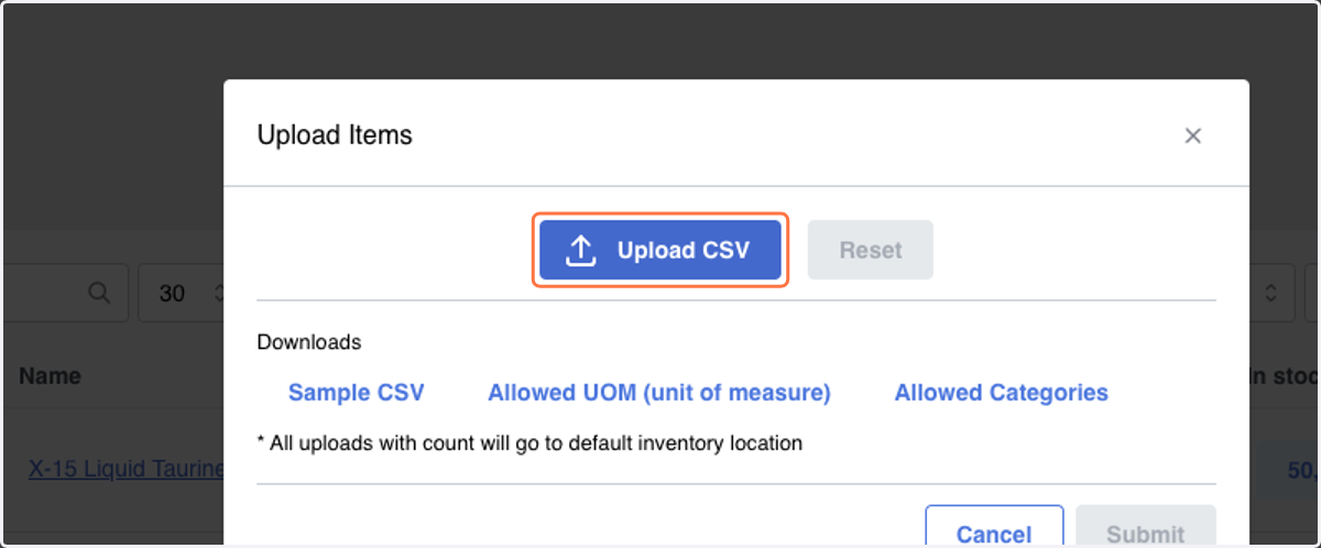 Click on Upload CSV