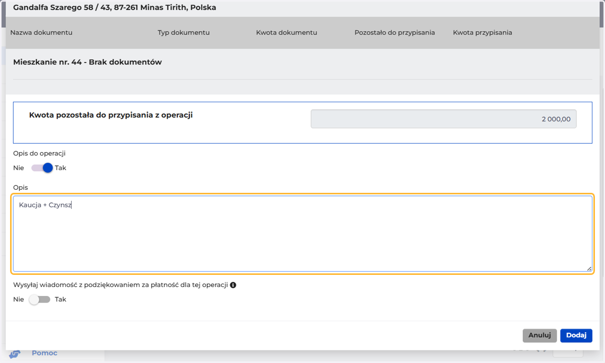Opcjonalnie dodaj opis