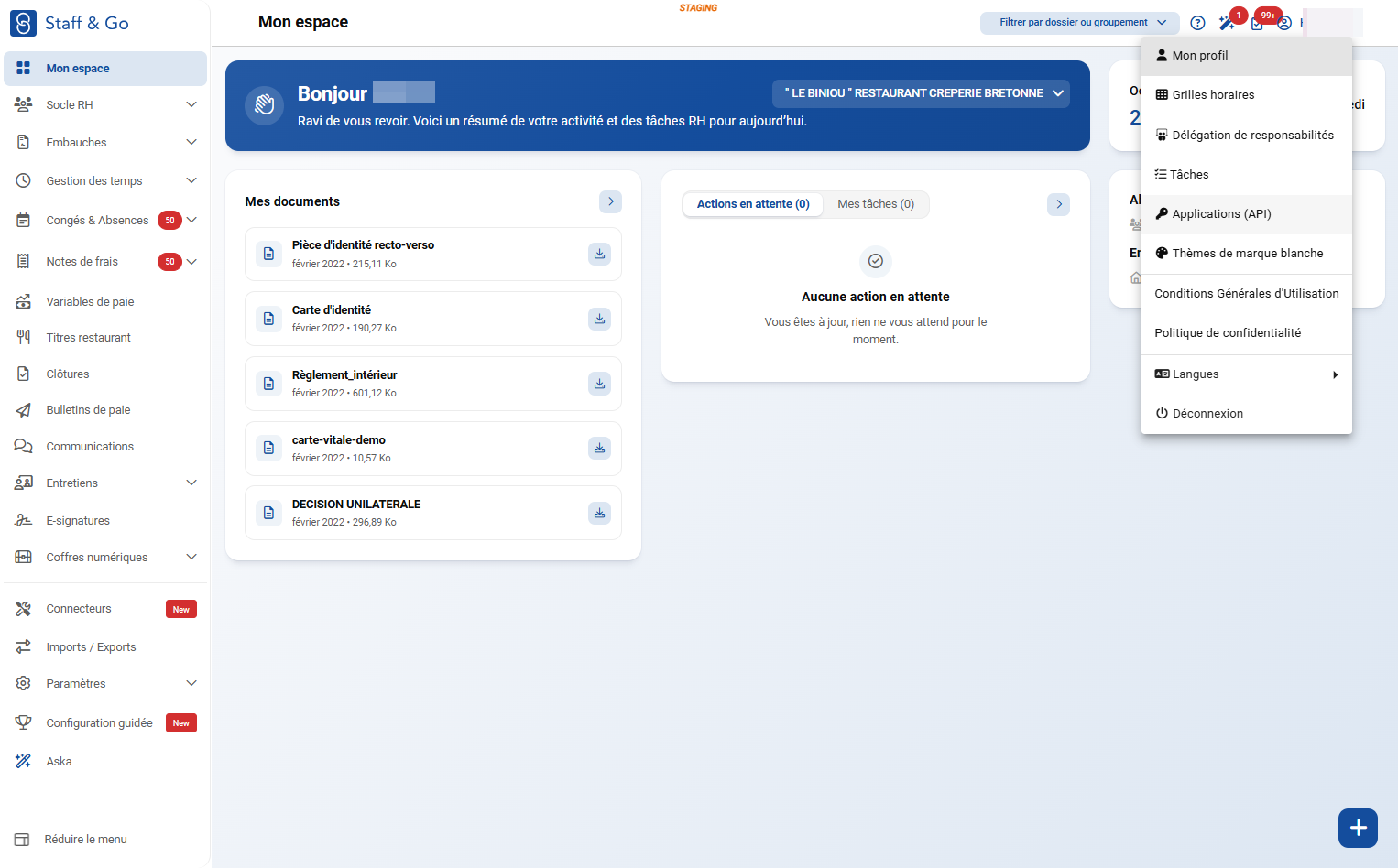 Cliquer sur Applications (API)